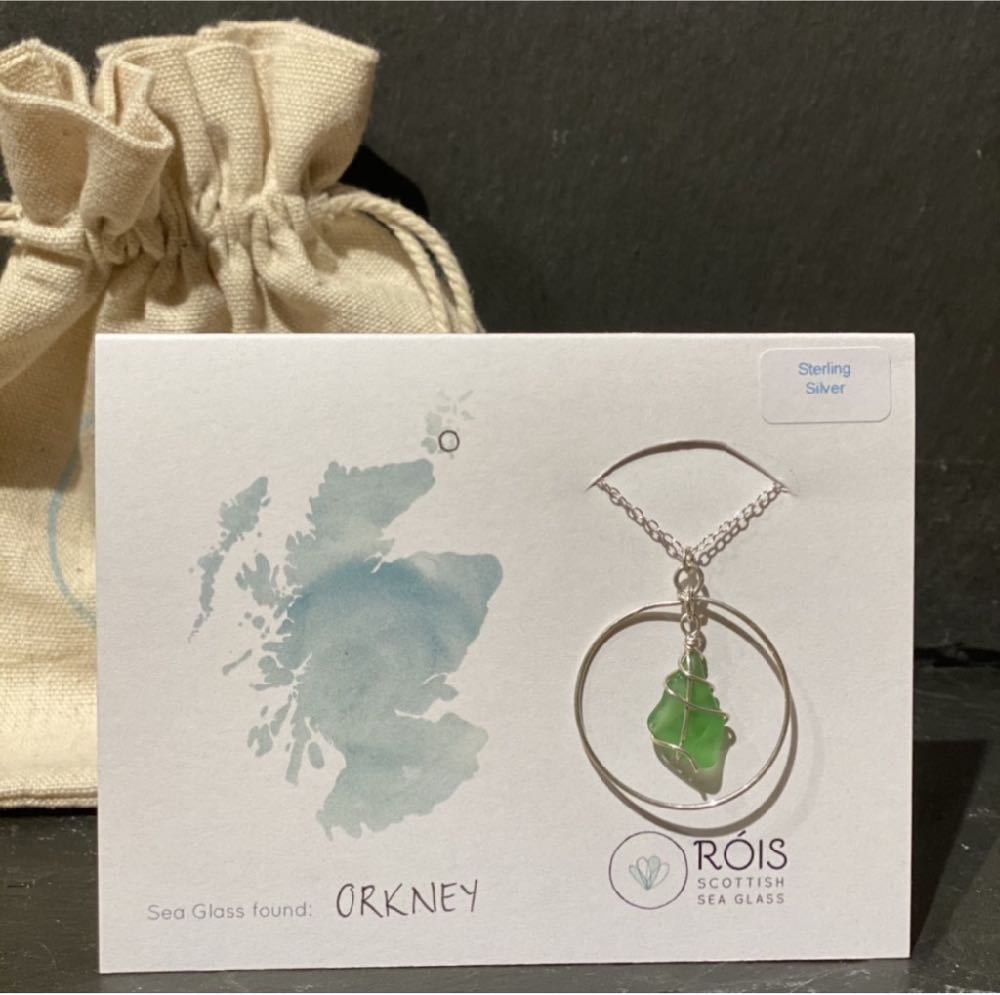 Orkney Green Sea Glass Sterling Silver Pendant